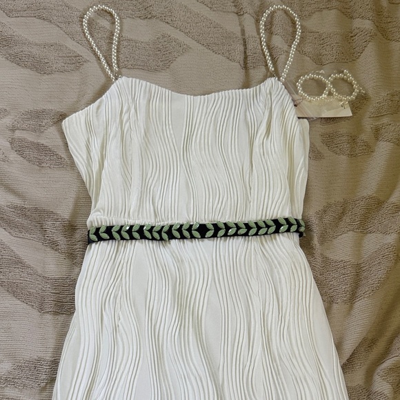 J. Crew Black Silk Tie Belt or Headband with Green Accents - Picture 5 of 5